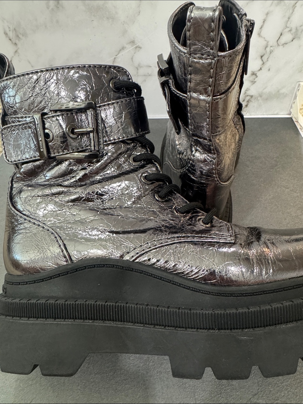 MK
Colby Crackled Metallic Leather Combat Boot - Picture 9 of 10